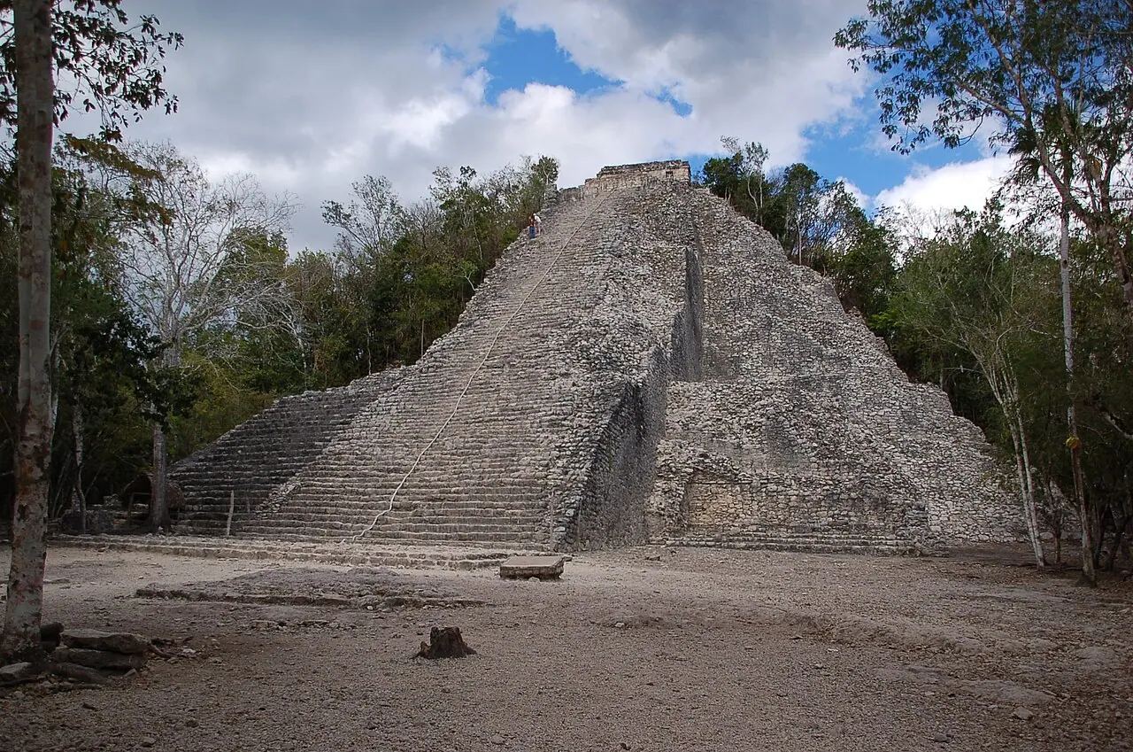 Nohoch Mul pyramid in the jungle at Cobá